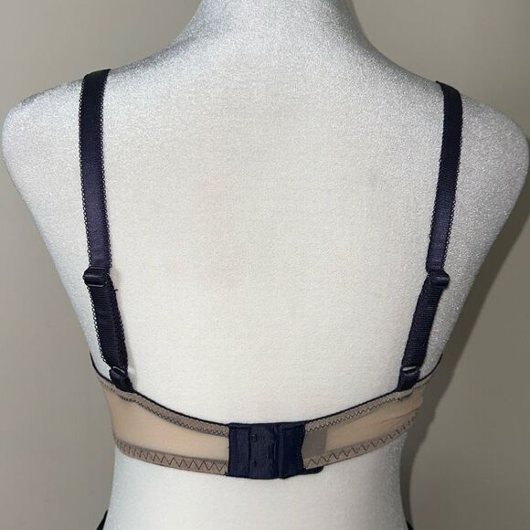 LILY OF FRANCE 36C Midnight Beige Unlined Lace Mesh Underwire Bra - Picture 3 of 11